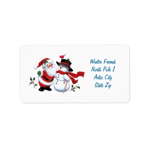Vintage Santa Claus and Snowman Label