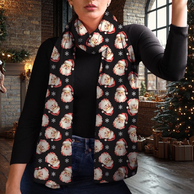 Vintage Santa Claus Black Christmas Scarf (Creator Uploaded)