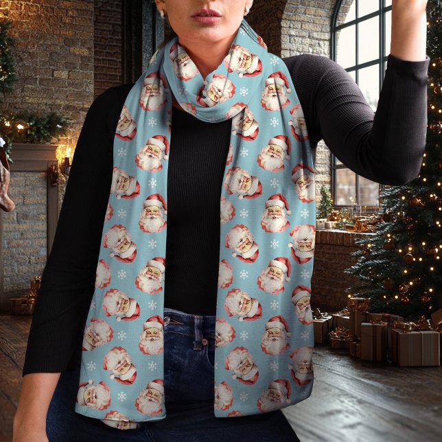 Vintage Santa Claus Blue Christmas Scarf (Creator Uploaded)