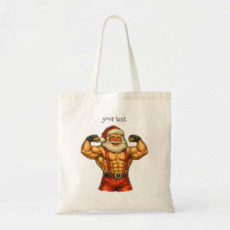 Vintage Santa Claus Bodybuilder Funny Christmas Tote Bag