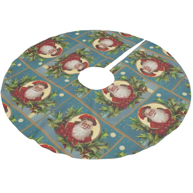 Vintage Santa Claus Brushed Polyester Tree Skirt (Angled)