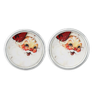 Vintage Santa Claus: Cheerful Holiday Charm Cufflinks
