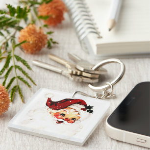 Vintage Santa Claus: Cheerful Holiday Charm Keychain