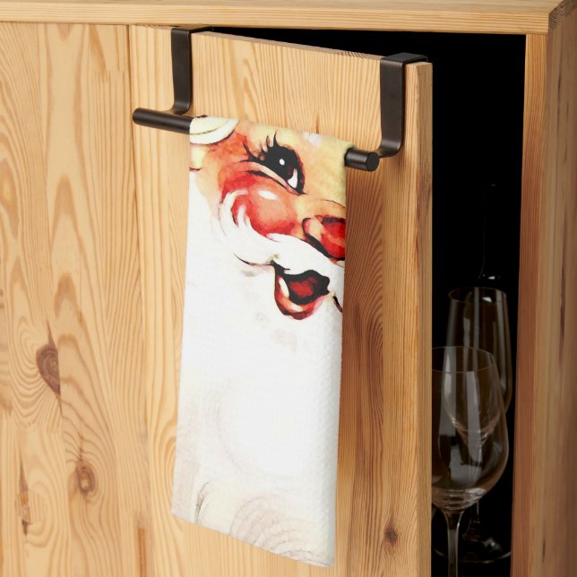 Vintage Santa Claus: Cheerful Holiday Charm Kitchen Towel (Thirds Fold)