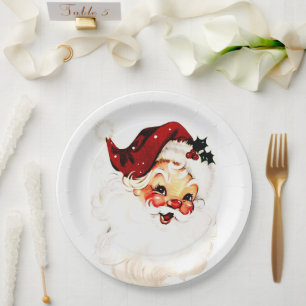 Vintage Santa Claus: Cheerful Holiday Charm Paper Plates