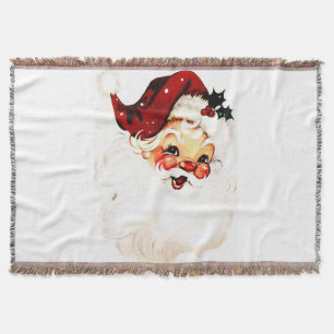 Vintage Santa Claus: Cheerful Holiday Charm Throw Blanket