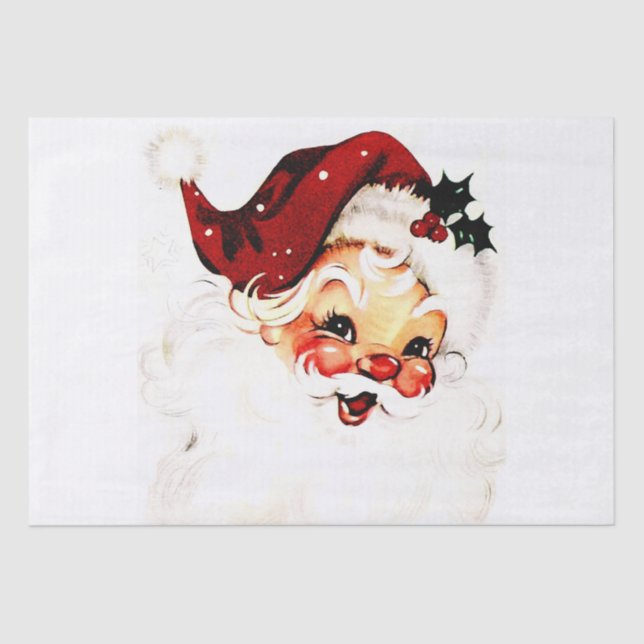 Vintage Santa Claus: Cheerful Holiday Charm Tissue Paper (Front)