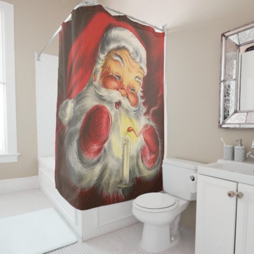 Vintage Santa Claus Cherry Lips Rosy Cheeks Duvet Shower Curtain