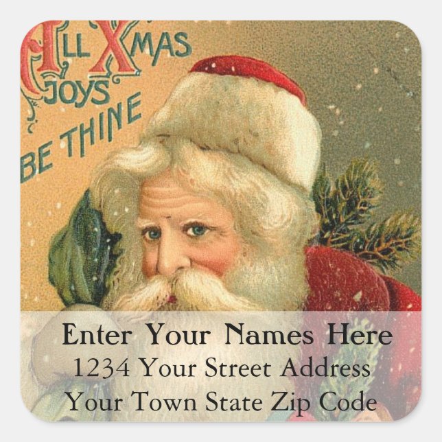 Vintage Santa Claus Christmas Address Label (Front)