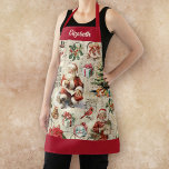 Vintage Santa Claus Christmas  Apron<br><div class="desc">Festive Vintage Christmas apron decorated with old fashioned Chirstmas pattern! Personalize it for a fun 
Christmas holiday gift. Designed for you by Blackberry Boulevard.</div>