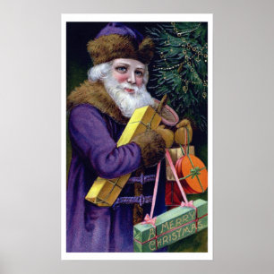 Vintage Santa Claus Christmas Art Print