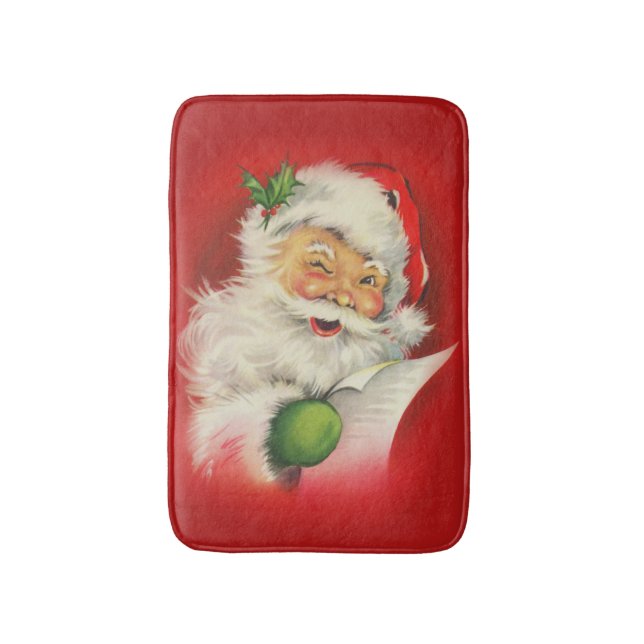 Vintage Santa Claus Christmas Bath Mat (Front Vertical)