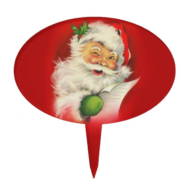Vintage Santa Claus Christmas Cake Topper (Front)
