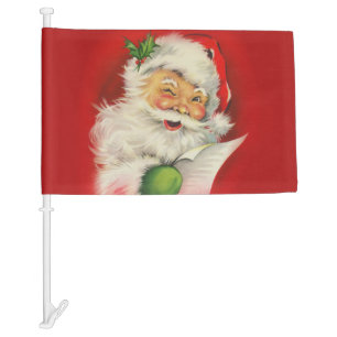 Vintage Santa Claus Christmas Car Flag