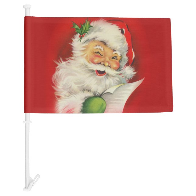 Vintage Santa Claus Christmas Car Flag (Front)