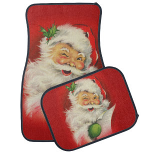 Vintage Santa Claus Christmas Car Mat