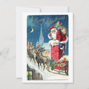 Vintage Santa Claus Christmas Card with Envelope