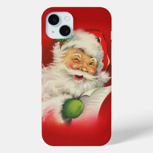 Vintage Santa Claus Christmas iPhone 15 Plus Case