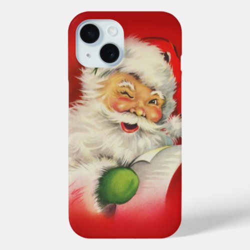 Vintage Santa Claus Christmas iPhone 15 Case
