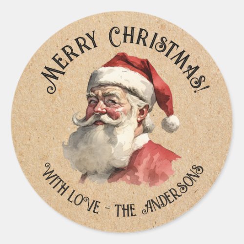 Vintage Santa Claus Christmas Classic Round Sticker