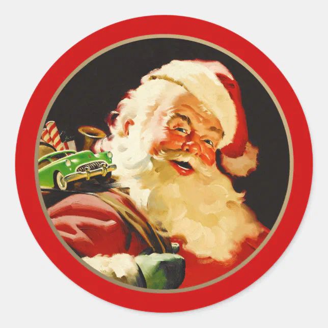 Vintage Santa Claus Christmas Classic Round Sticker | Zazzle