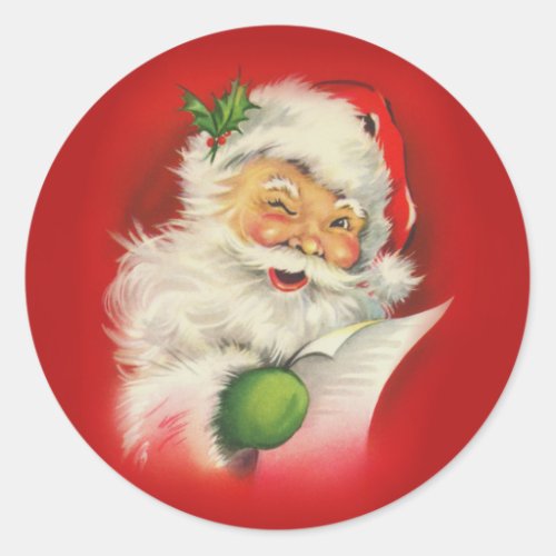 Vintage Santa Claus Christmas Classic Round Sticker