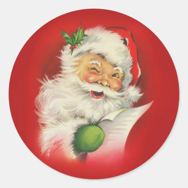 Vintage Santa Claus Christmas Classic Round Sticker | Zazzle