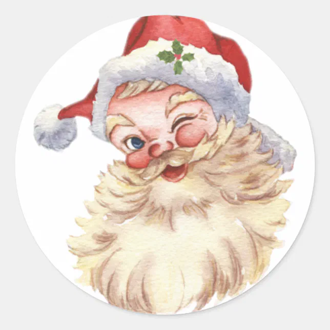 Vintage Santa Claus Christmas Classic Round Sticker | Zazzle