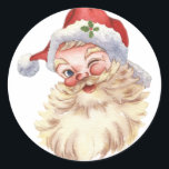 Vintage Santa Claus Christmas Classic Round Sticker<br><div class="desc">This vintage winking Santa Claus Head sticker is perfect for your Christmas cards. It features the classic Santa Claus in simple yet classy white background. Seal your envelopes with a bit of Holiday Cheer with this delightful winking Santa Claus Christmas seals. Collect all designs now. Have a very Merry Christmas...</div>