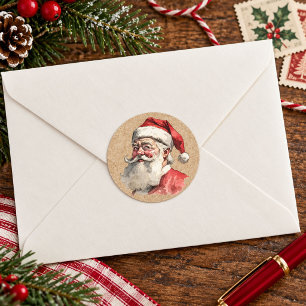 Vintage Santa Claus Christmas Classic Round Sticker