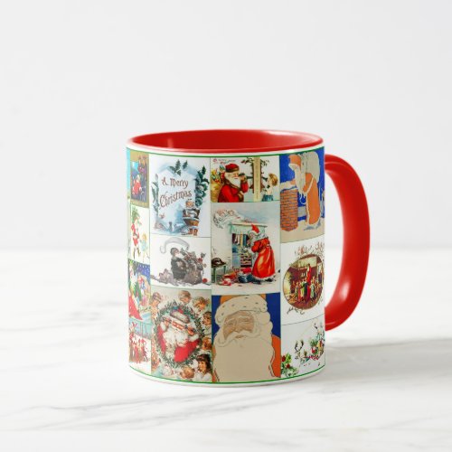 Vintage Santa Claus Christmas Collage Mug