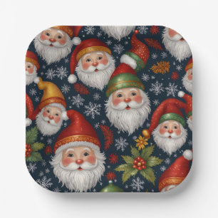 Vintage Santa Claus Christmas Collection Paper Plates
