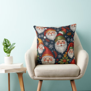 Vintage Santa Claus Christmas Collection Throw Pillow