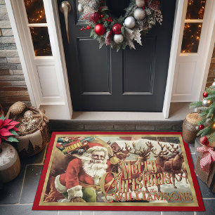 Vintage Santa Claus Christmas Door Mat