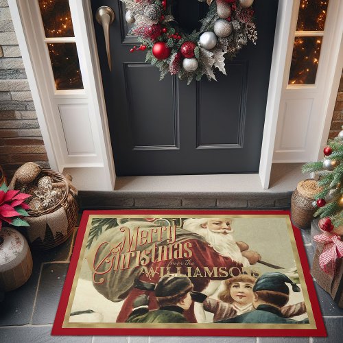 Vintage Santa Claus Christmas Door Mat