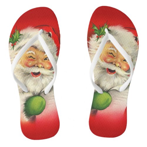Vintage Santa Claus Christmas Flip Flops