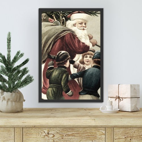 Vintage Santa Claus Christmas Framed Art Print