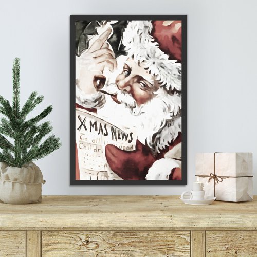 Vintage Santa Claus Christmas Framed Art Print