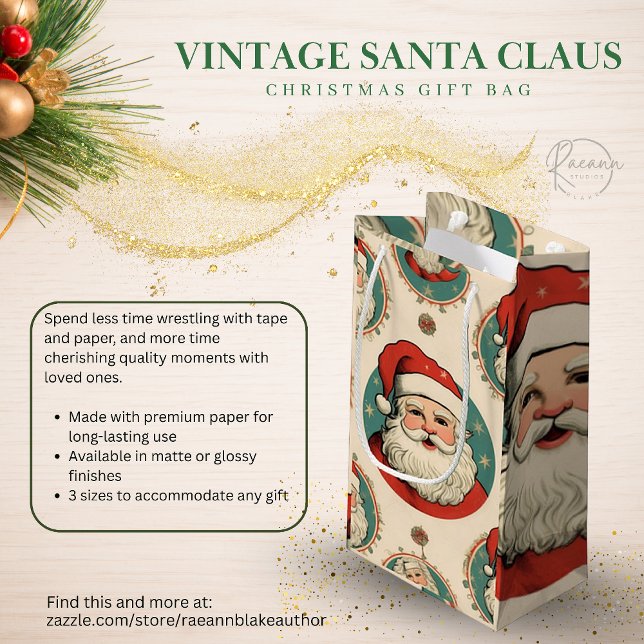 Vintage Santa Claus Christmas Gift Bag (Creator Uploaded)