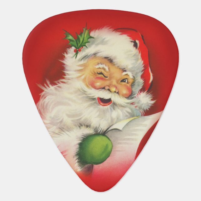 Vintage Santa Claus Christmas Guitar Pick (Front)
