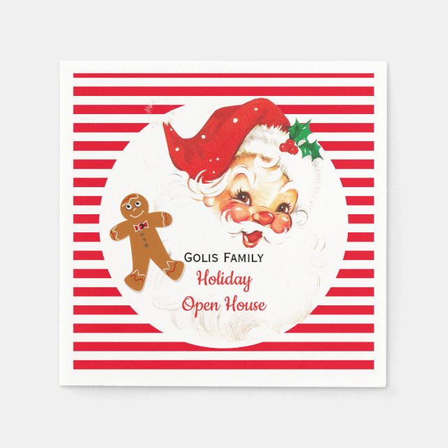 Vintage Santa Claus Christmas Holiday Party Napkins (Front)
