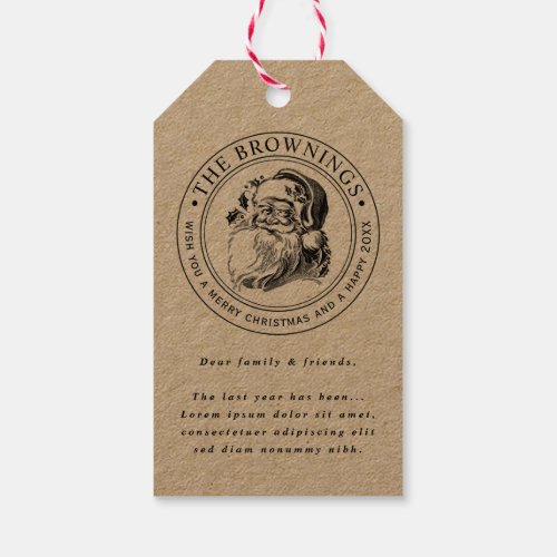 Vintage Santa Claus Christmas Holiday Photo Gift Tags