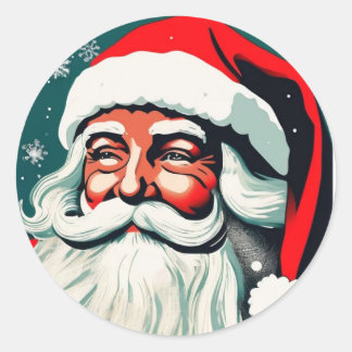 Vintage Santa Claus Christmas Holidays Classic Round Sticker
