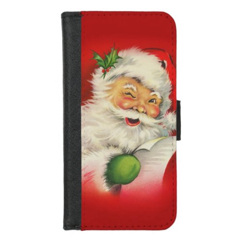 Vintage Santa Claus Christmas iPhone 87 Wallet Case