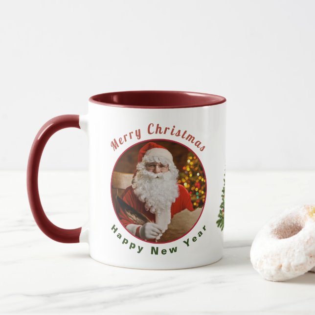 Vintage Santa Claus Christmas New Year Personalize Mug (With Donut)