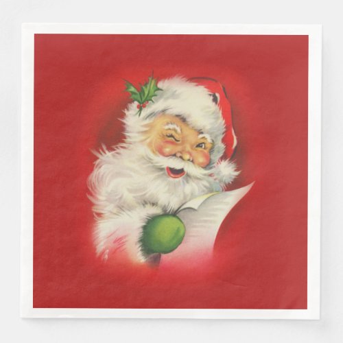 Vintage Santa Claus Christmas Paper Dinner Napkins