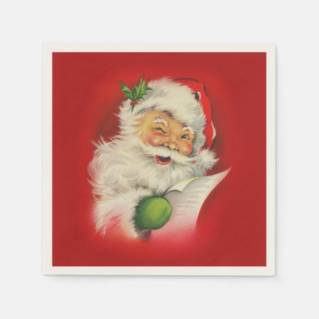 Vintage Santa Claus Christmas Paper Napkins (Front)