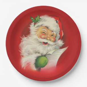 Vintage Santa Claus Christmas Paper Plates