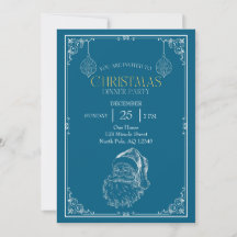 Vintage Santa Claus Christmas Party,Blue & White