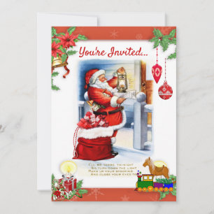 Vintage Santa Claus Christmas Party  Invitation
